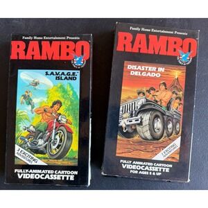 Rambo Cartoon VHS Lot Savage Island Disaster Delgado‎ Vintage 80s Kids